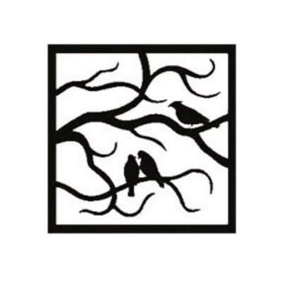 Square Tree Birds Metal Wall Art