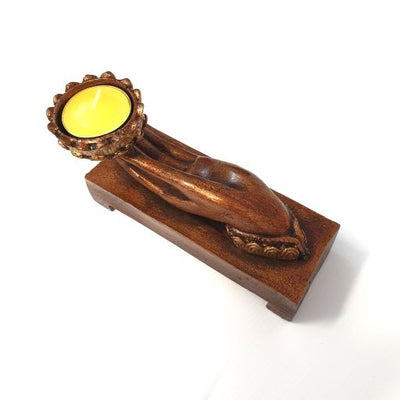 Hand Tealight Holder Antique Gold