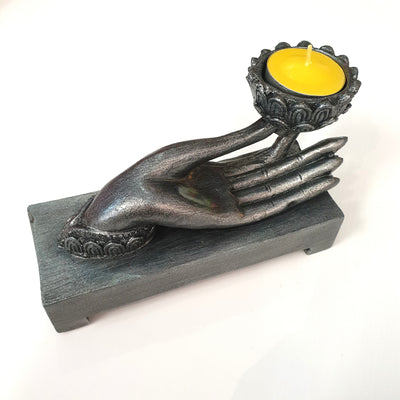 Hand Tealight Holder Silver