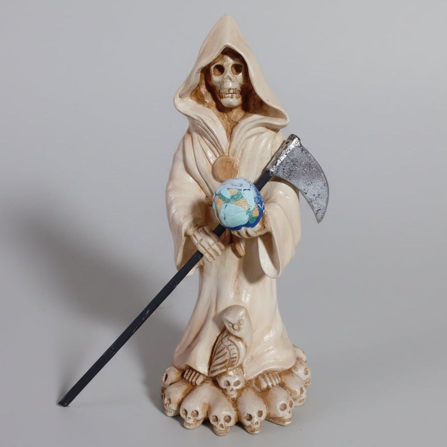 Poly Resin White Grim Reaper  13x13x50cm