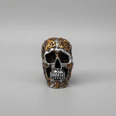 Poly Resin Celtic Skull Silver/Gold 13x13x30cm