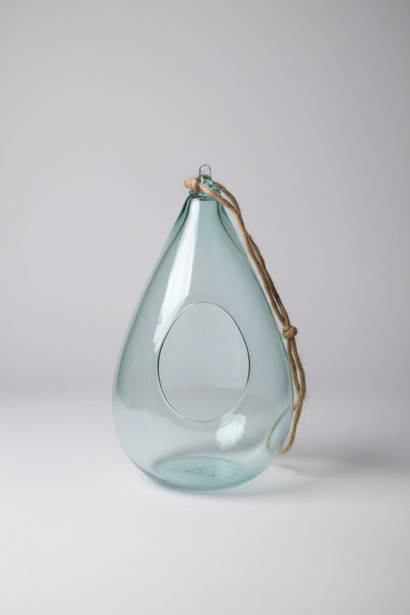 Hanging Recycled Glass Terrarium 18x18x34cm