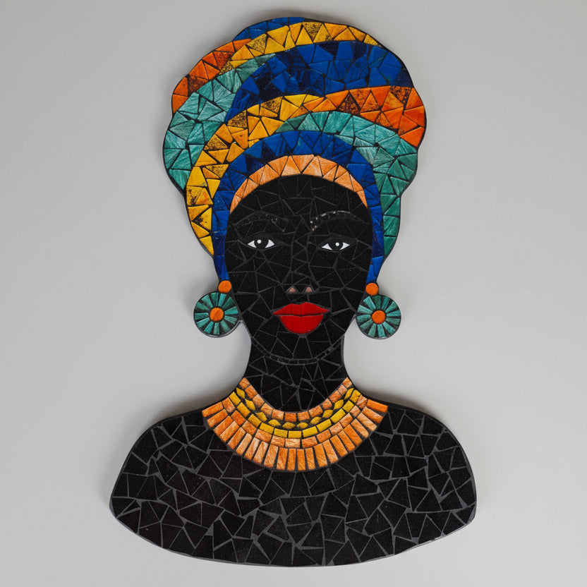 African Lady Mosaic Wall Art 53x2x33cm