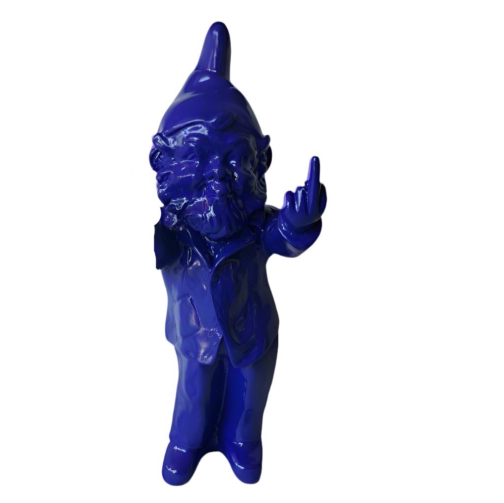 Cheeky Gnome Statue Double Finger Blue
