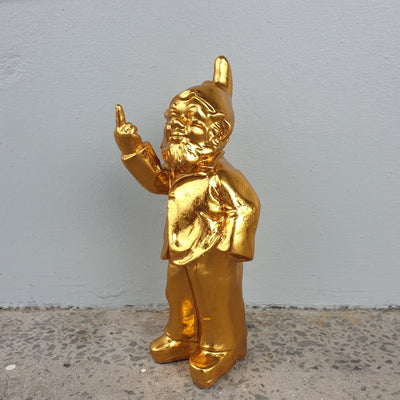 Cheeky Gnome Statue Gold 15X14X35cm