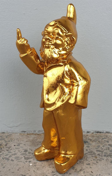 Cheeky Gnome Statue Gold 15X14X35cm