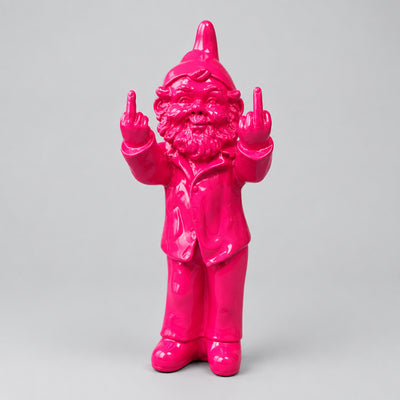 Cheeky Gnome Statue Double Finger Pink 15X14X35cm
