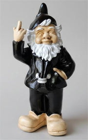 Cheeky Garden Gnome Statue Black 15X14X35cm