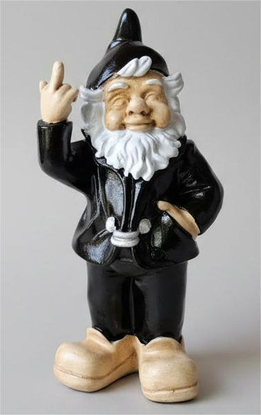 Cheeky Garden Gnome Statue Black 15X14X35cm