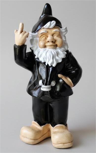 Cheeky Garden Gnome Statue Black 15X14X35cm