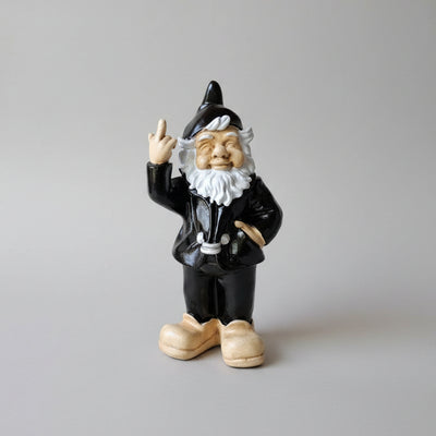 Cheeky Garden Gnome Statue Black 15X14X35cm