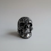 Poly Resin Skull Psychedelic Black & Silver 9x13x10cm