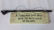 A Fisherman Lives Here Sign 36x3x18cm