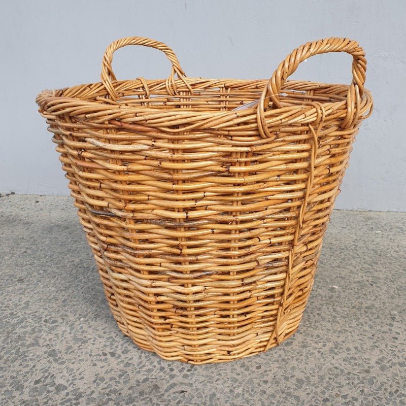 Round Tapered Cane Log Basket
