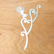 Fan Tail on a Silver Fern Metal Wall Art