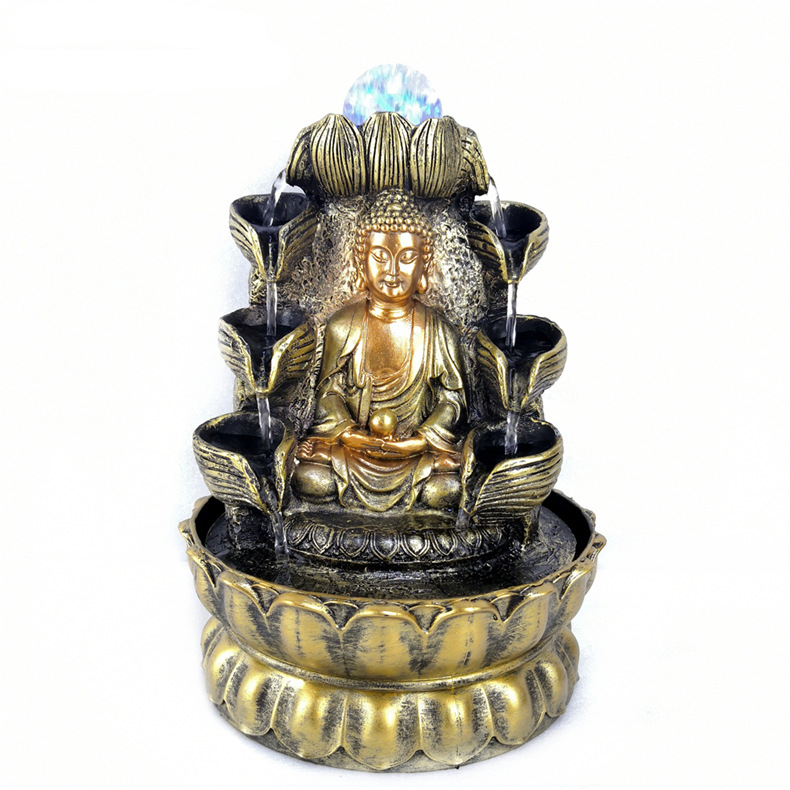 Gold Buddha on Lotus Flower with Rolling Ball