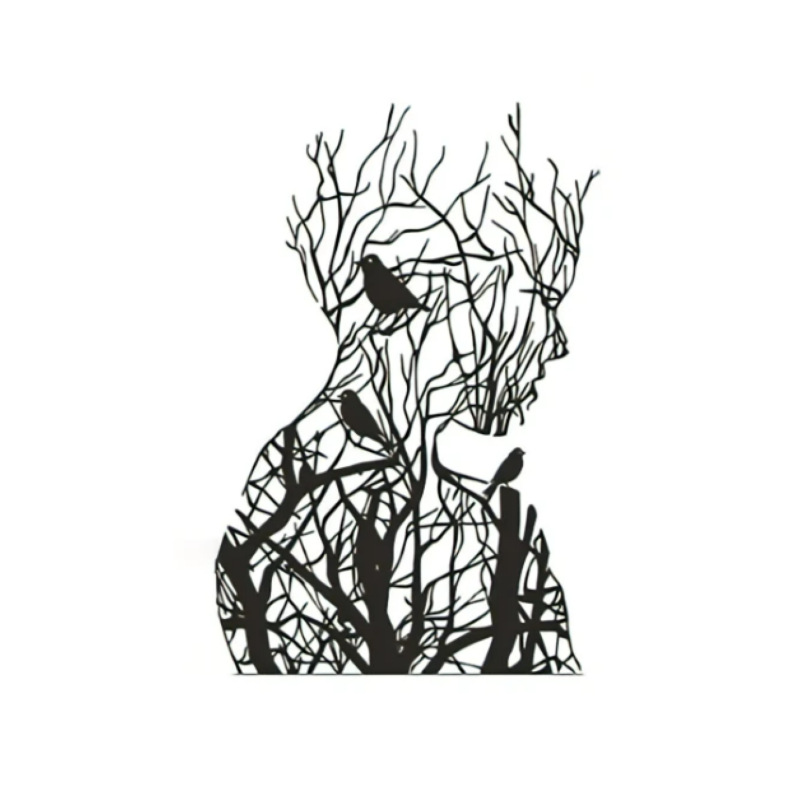 Silence Tree Birds Metal Wall Art