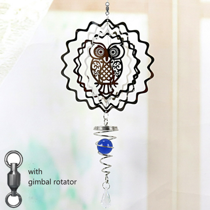 Crystal Votex Wind Spinner Owl