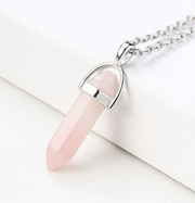 Crystal Pendant And Necklace Rose Quartz