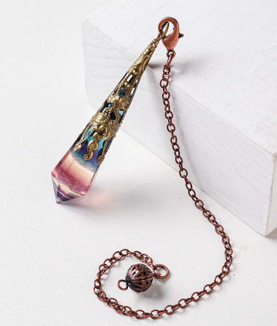 Hanging Crystal Pendulum Copper & Flourite