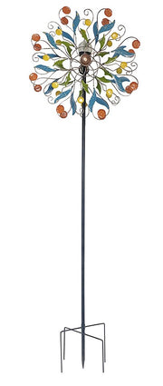 Metal Floral Multi Colour Wind Spinner with Solar Light