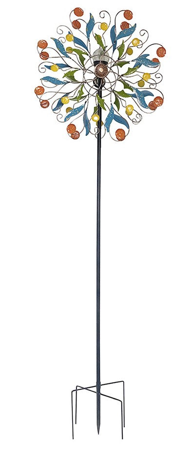 Metal Floral Multi Colour Wind Spinner with Solar Light