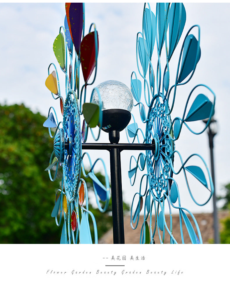 Metal Leaf Multi Colour Wind Spinner with Solar Light