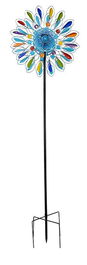 Metal Leaf Multi Colour Wind Spinner with Solar Light