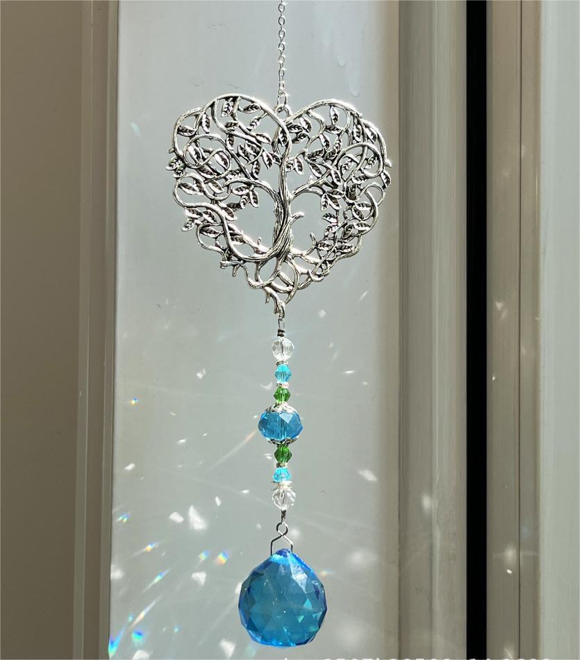 Hanging Sun Catcher Heart Tree of Life
