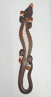 Wooden Carved Gecko Brown Light Brown