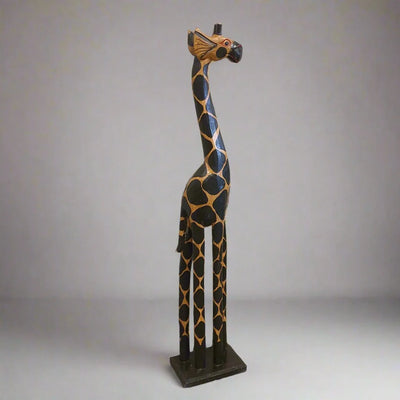 Carved Wooden Giraffe Lg 80x11x17cm