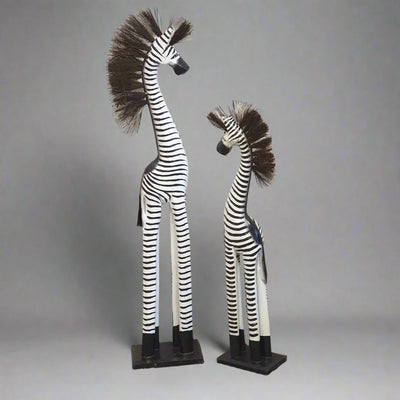 Carved Wooden Zebra Lg 80x11x17cm