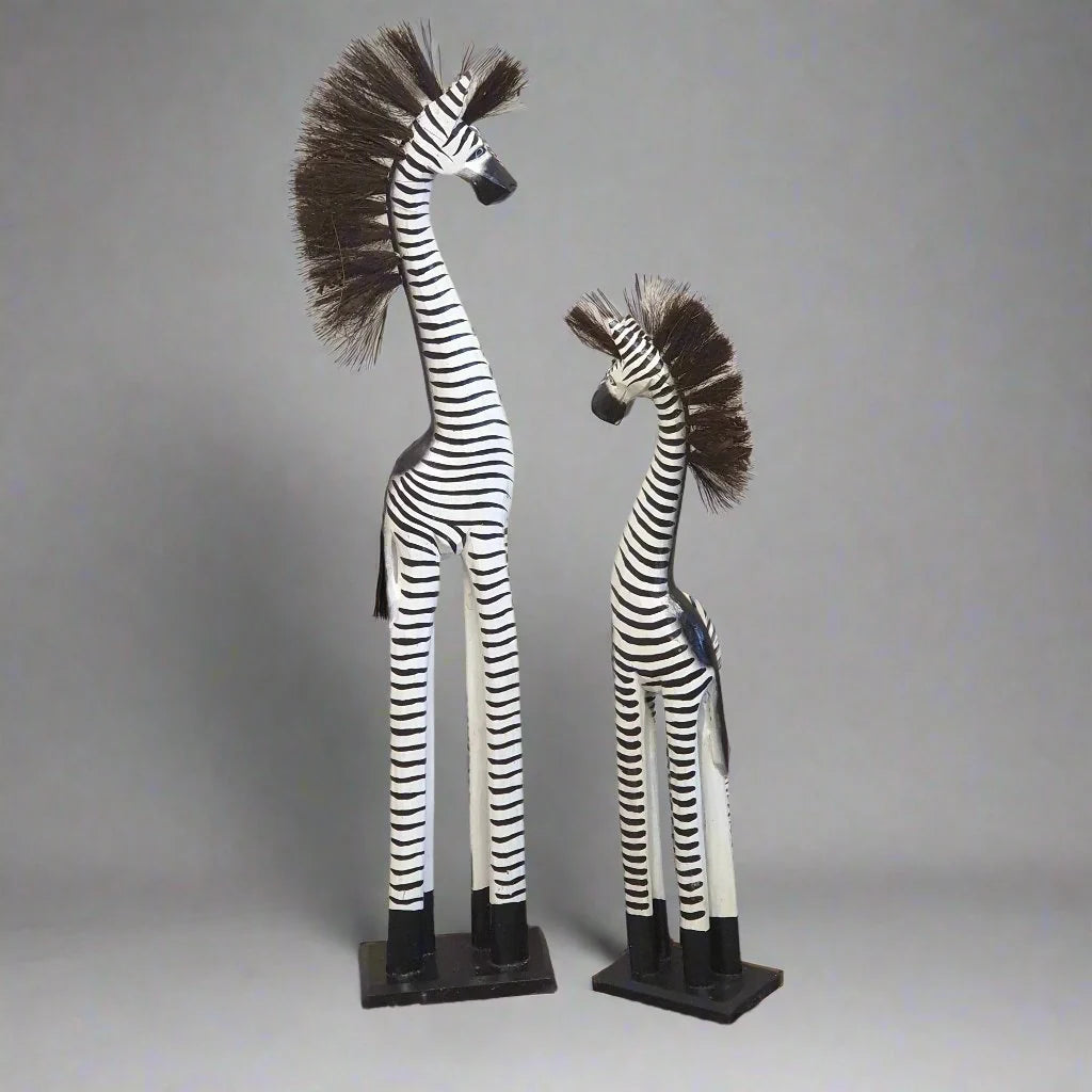 Carved Wooden Zebra Lg 80x11x17cm