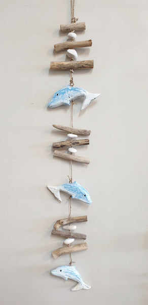 Hanging Driftwood Mobile Dolphins 100X2X12CM