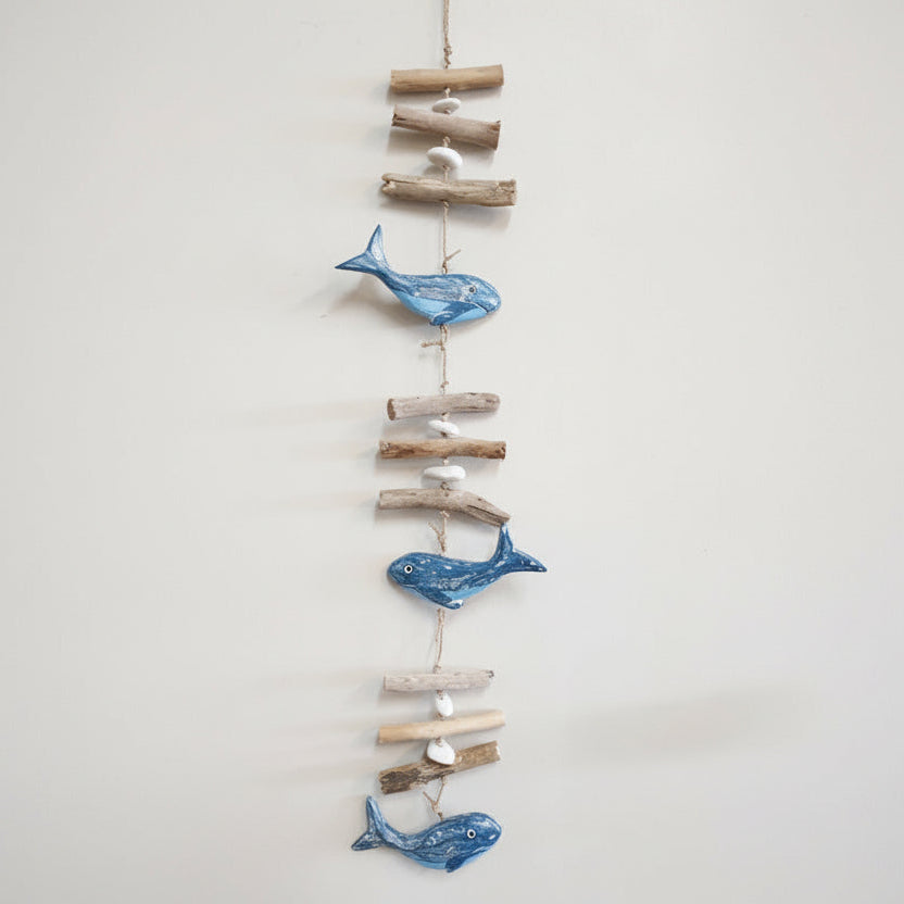 Hanging Driftwood Mobile Whales 100X2X12CM