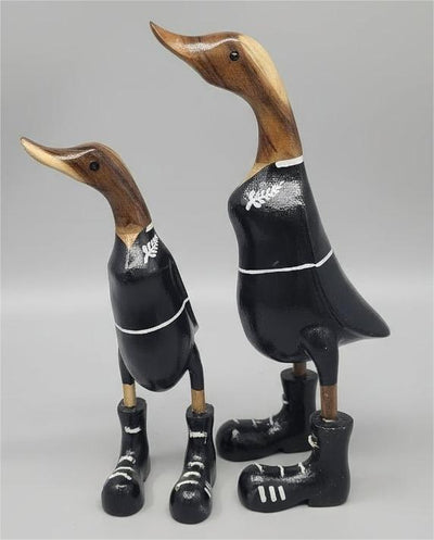 Carved Wooden Ducks Silver Fern Set of 2, 15X14X35CM/12x10x28cm