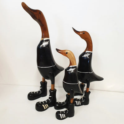 Carved Wooden Ducks Silver Fern Set of 2