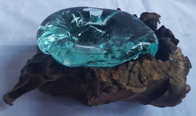 Gamal Root With Recycled Glass Tealight Holder 20x20x25cm