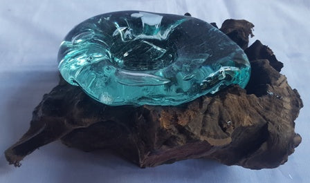 Gamal Root With Recycled Glass Tealight Holder 20x20x25cm