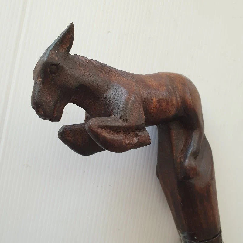 Carved Walking Stick Horse Running