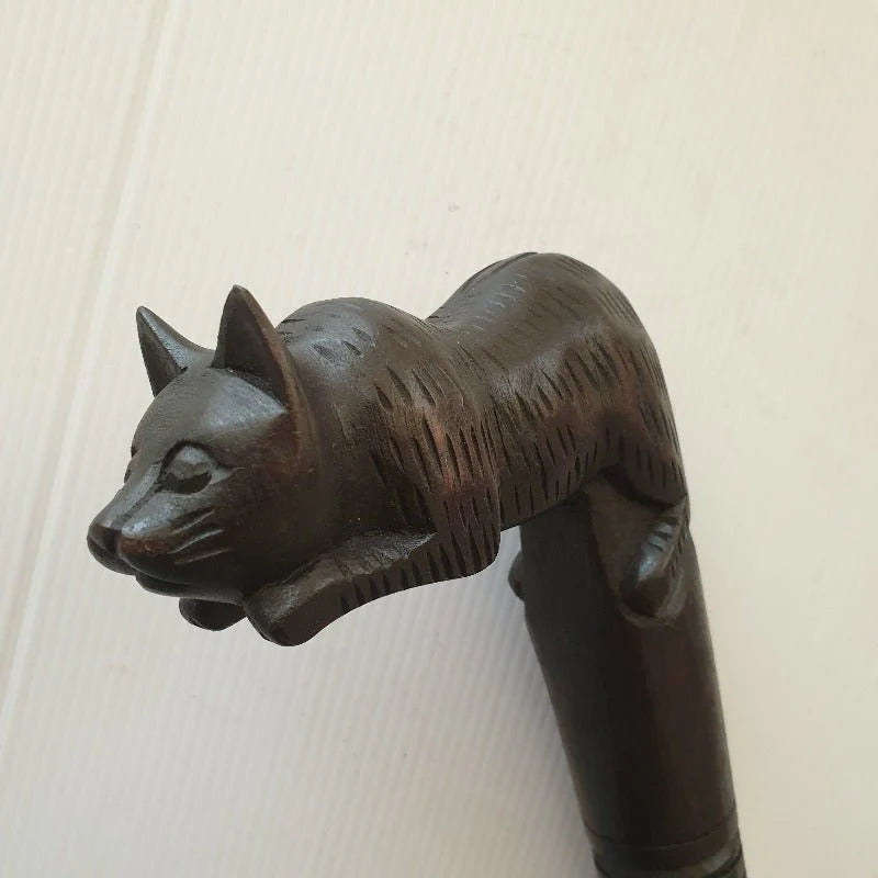 Carved Walking Stick Cat