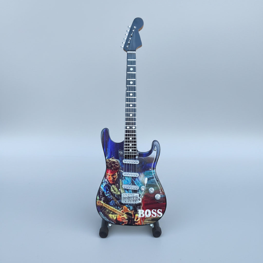 Minature Guitar on Stand Bruce Springsteen 24x8x1cm