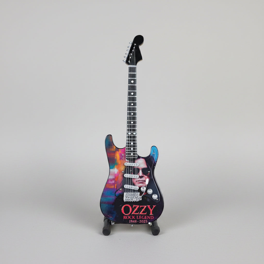 Minature Guitar on Stand Ozzie Osbourne 24x8x1cm