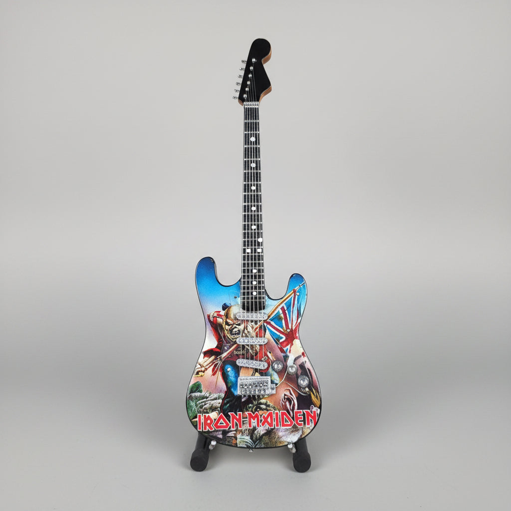 Minature Guitar on Stand Iron Maiden  24x8x1cm