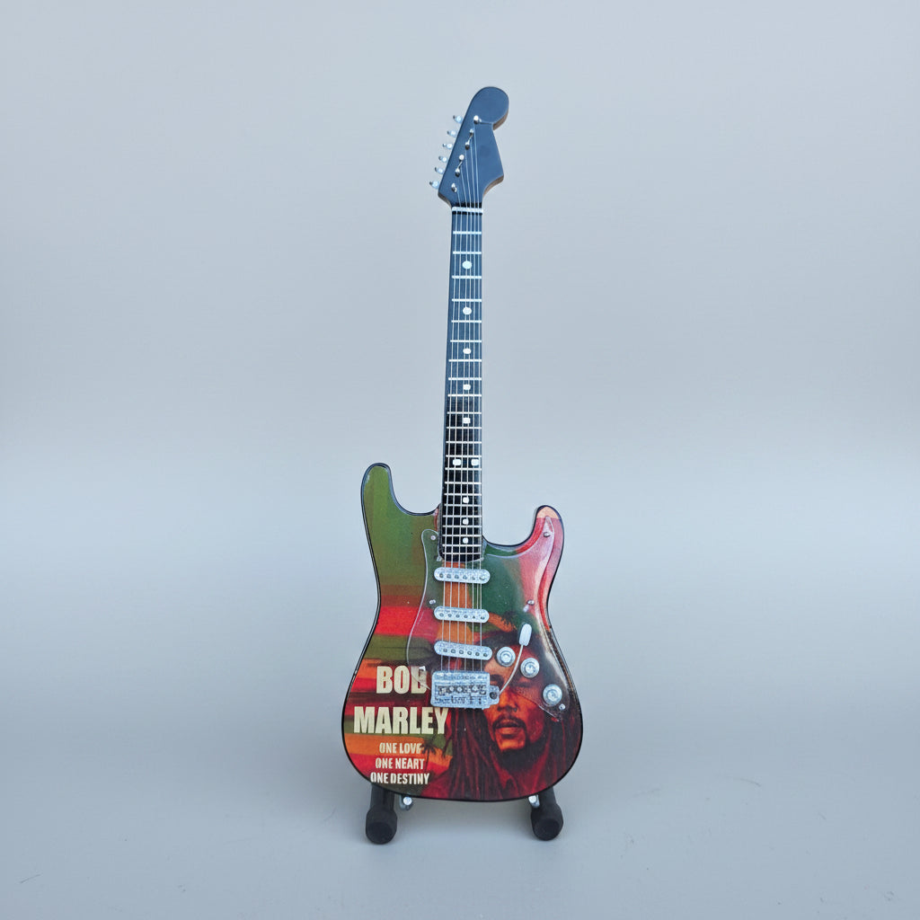 Minature Guitar on Stand Bob Marley 24x8x1cm