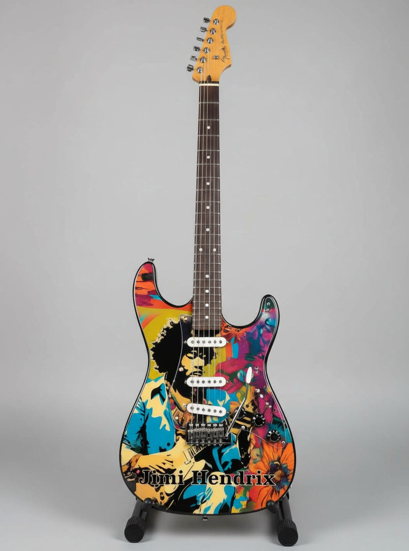 Minature Guitar on Stand Jimi Hendrix 24x8x1cm