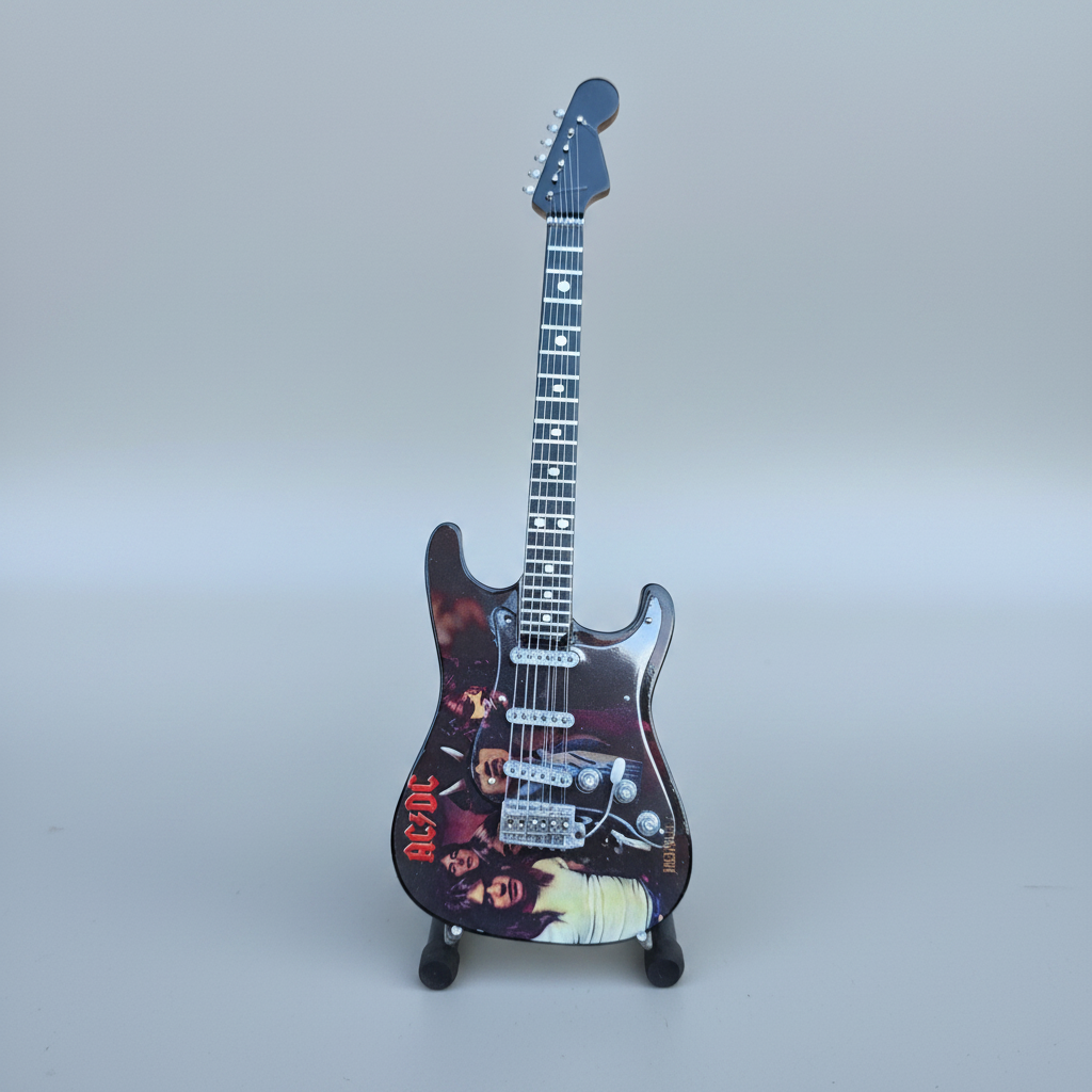 Minature Guitar on Stand AC/DC 24x8x1cm