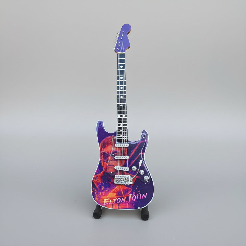 Minature Guitar on Stand Elton John 24x8x1cm