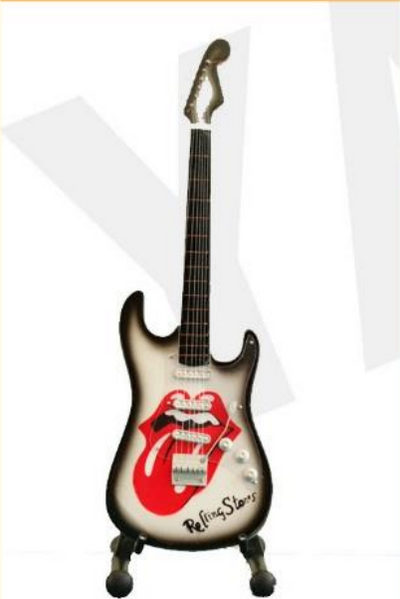 Minature Guitar on Stand Rolling Stones