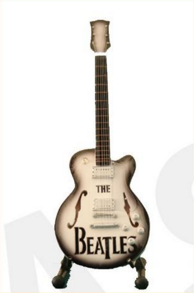 Minature Guitar on Stand The Beatles